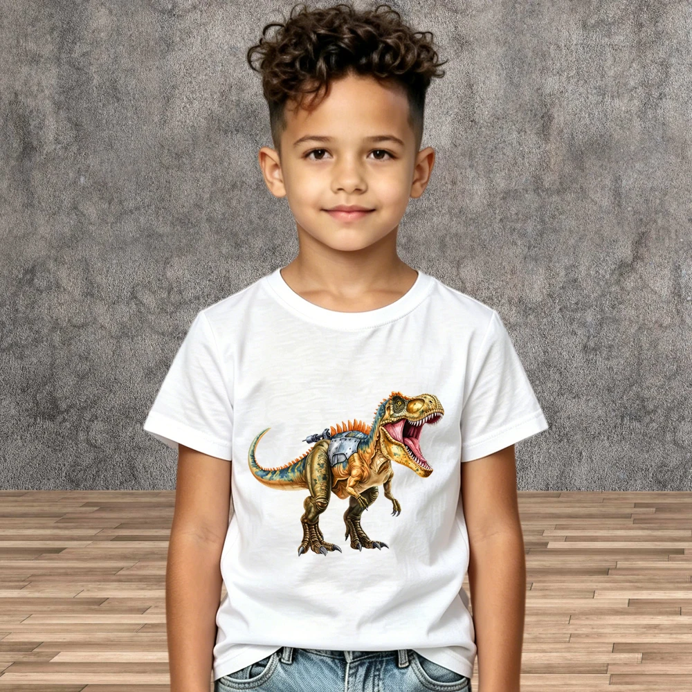 Boys Dinosaur Graphic Cotton Tee Summer Kid Casual Short Sleeve Shirts