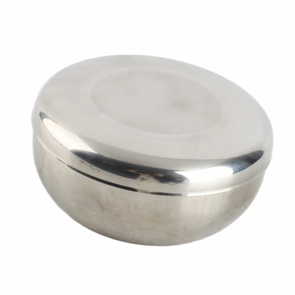 Easy To Wash Rustless Steel Rice Bowl with Cover Smooth Dinner Bowl Polished Inner Wall Round Deep Bowl Soup Bowl Rice Serving