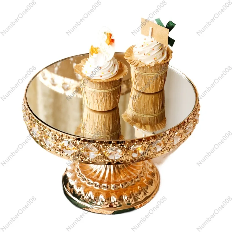 

Dessert Table Golden Mirror Tall Tray Cake Dim Sum Rack Iron Art Creative Display Coffee Break Set Table