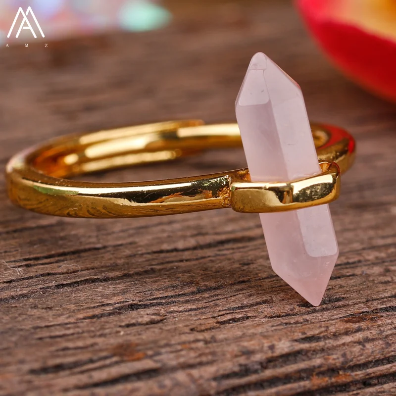 Luxus Frauen Sechseckigen Stein Finger Ringe Rosen Ametysts Kristalle Einstellbare Ringe Designer Ring Jahrestag Hochzeit Schmuck – Detail 8