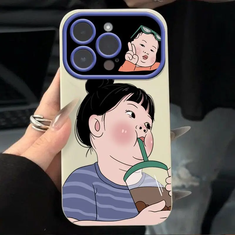 Funny cartoon girl shockproof phone case for iphone 15 pro max 14 plus 11 13 12 Camera protect silicone cover for iphone xr x xs