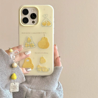 Phone Case For iPhone 16e 16 15 14 13 12 11 8 7 X XS XR Pro Max Plus INS Line Pear Bag Print Protective Cover With Ornaments
