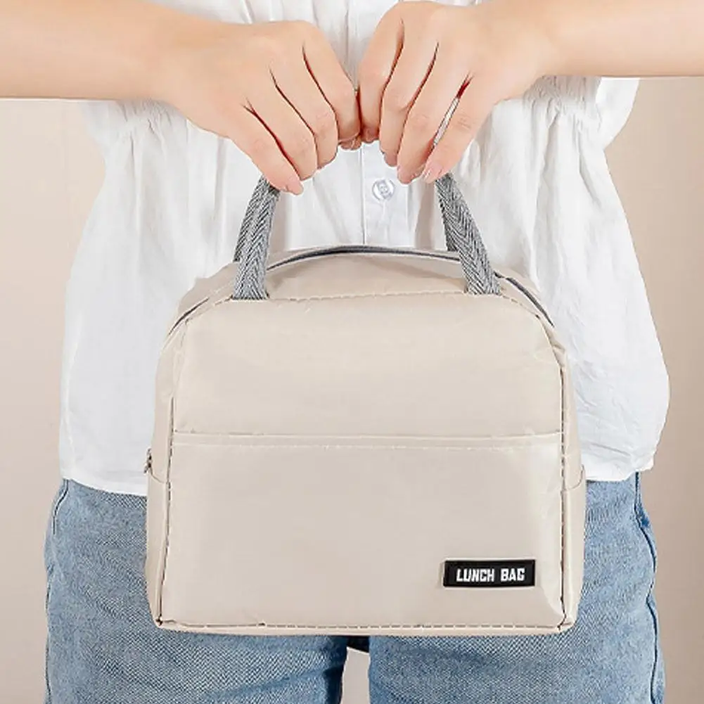 Neue tragbare Lunchbox-Tasche, einfarbig, verdickte Thermoisolierungstasche, isolierte Bento-Tasche, Schule, Arbeit, Lunch-Tasche mit Mahlzeitentasche – Detail 10