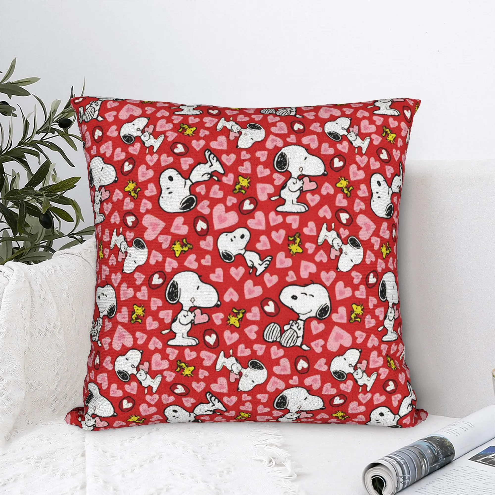 Cartoon Cute S-Snoopys Square Pillow Covers Polyester Bed Car  Cushion Case Cute Decorative Throw Pillow Case 40*40