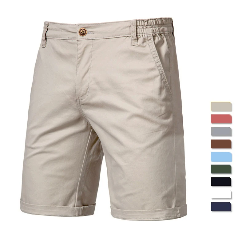 Short de plage 2023 coton pour homme, de haute qualité, décontracté, business, social, taille élastique, 10 couleurs, nouvelle collection été 100%