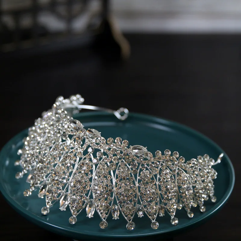 Baroque Luxury Handmade Crystal Bridal Tiaras Cubic Zircon Crown Rhinestone Pageant Diadem Headpieces Wedding Hair Accessories
