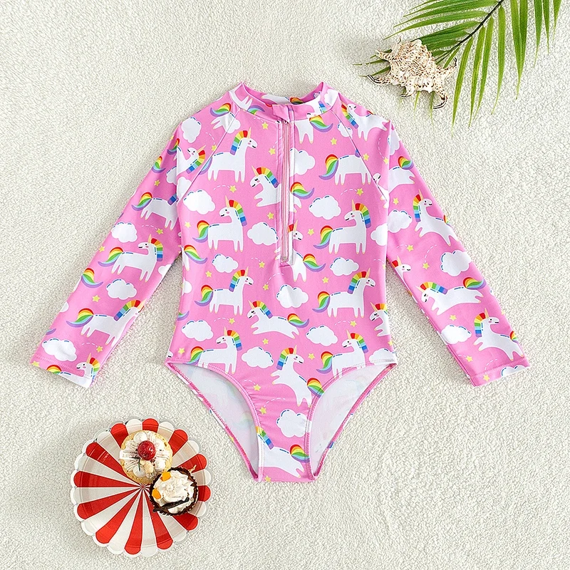 

Swimsuits For Girls 2 Pieces Swim Suits Hot Springs Bathing Suit Sunblock Long Sleeve Shirt Girl Beachwear Kids Swimsuits 3-8Y