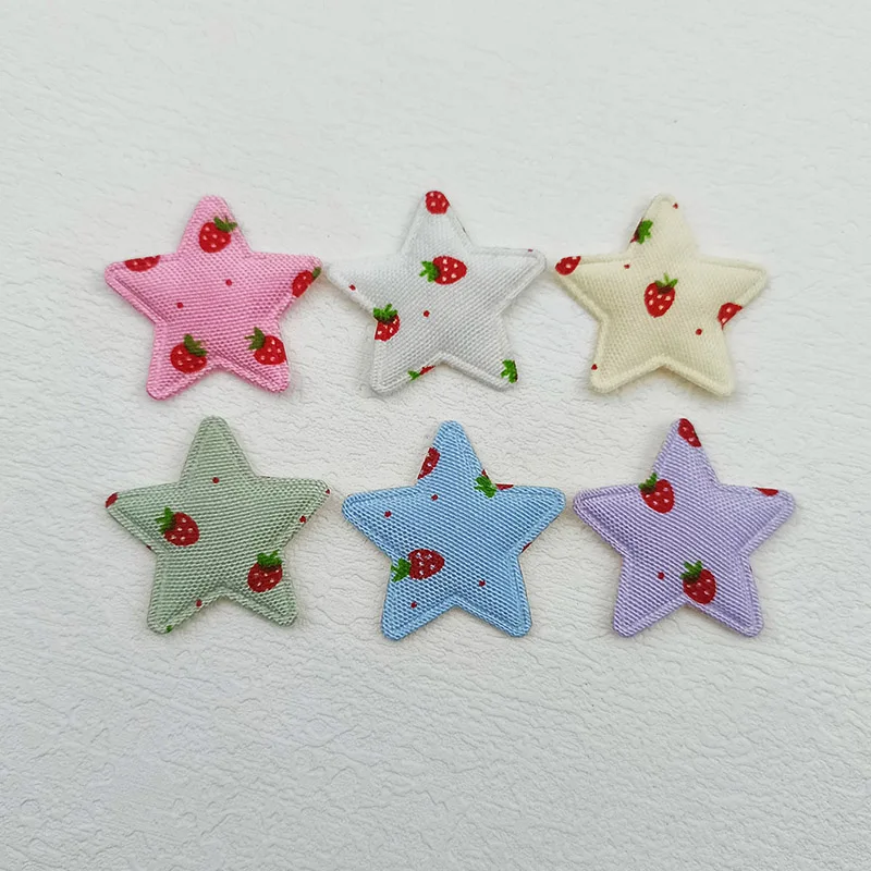 60 Stück, 3,3 cm, niedliche Erdbeer- und Stern-Applikationen zum Aufnähen, für Kinder-Haarreifen, Haarspangen, Accessoires, Hüte und zur Dekoration. – Detail 4