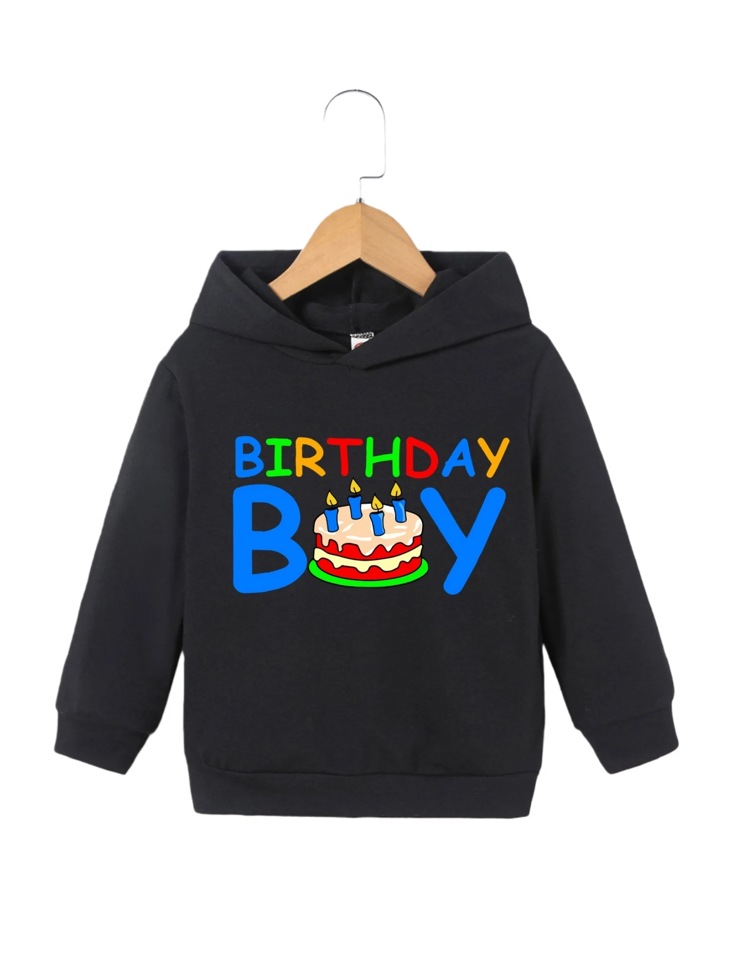 

Children's denim pattern loose casual hooded knitted long sleeved sportswear, suitable for autumn and winter wear