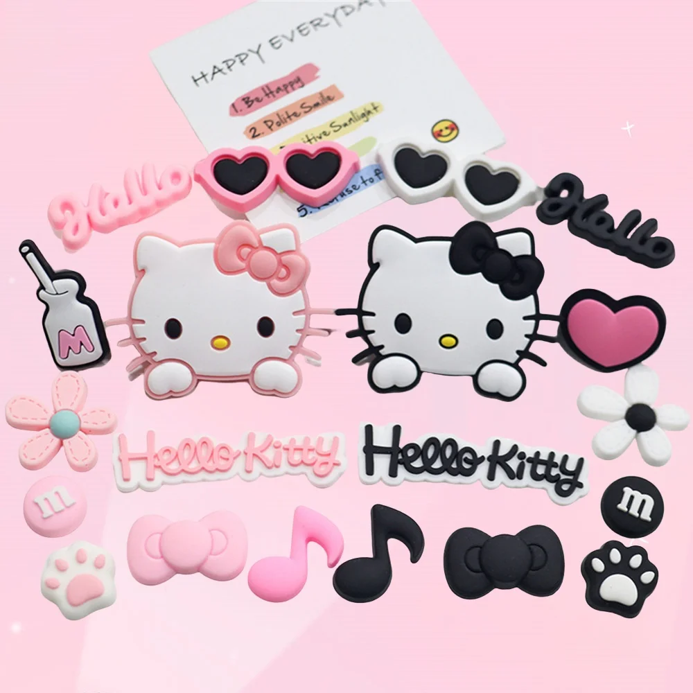 

Miniso Pink Party KT Katy Cat Soft Rubber DIY Jewelry Accessories Hole Shoe Buckle Decoration Party Gift