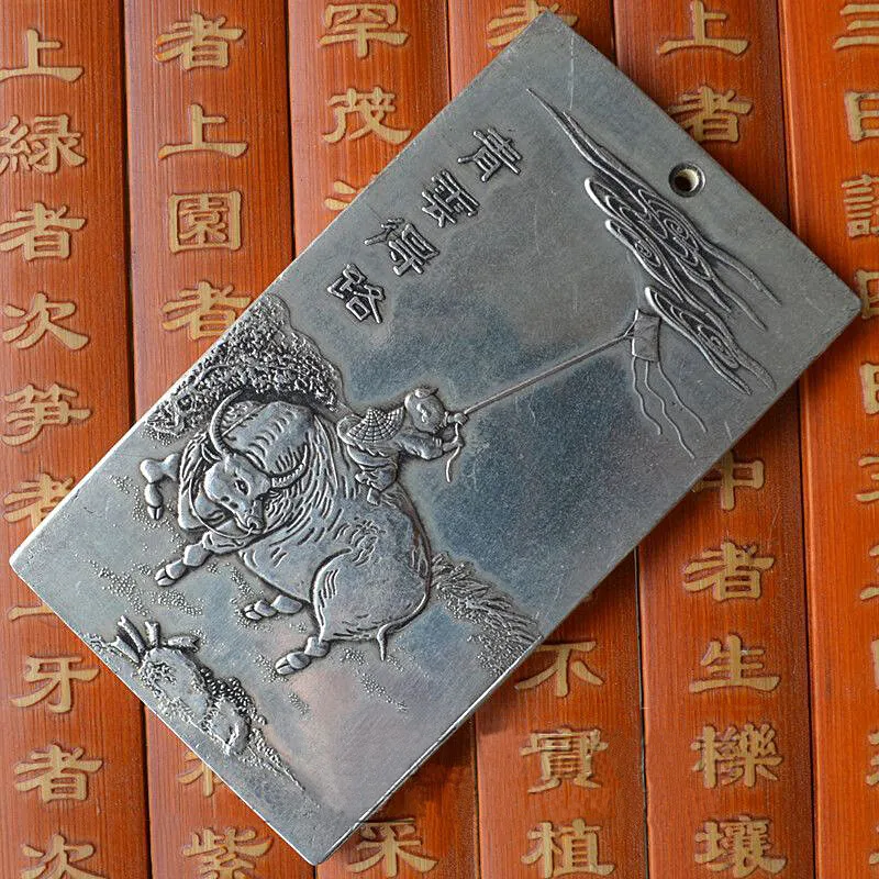 Old Chinese tibet Silver Dragon Phoenix lucky Bullion thanka amulet Pendant