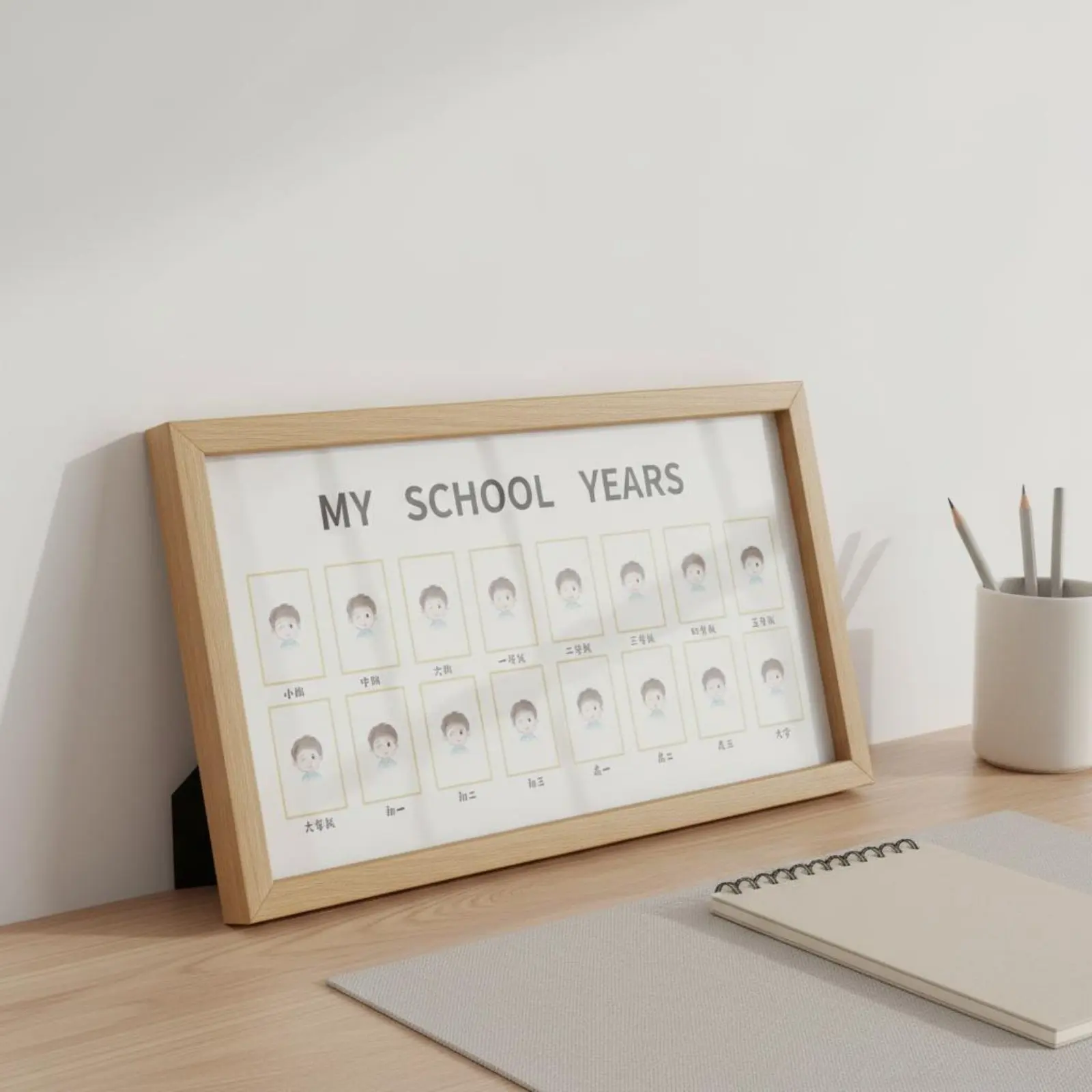 Growth Memorial Frame Rounded Corners School Years Frame Pre-K to 12 Photo Display Mortise and Tenon Joinery Wall Art