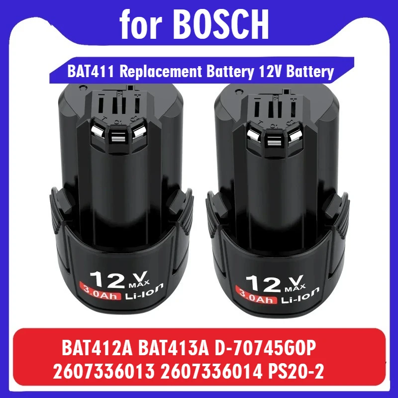 

For BOSCH 12V BAT411 Replacement Battery 12V Battery BAT412A BAT413A D-70745GOP 2607336013 2607336014 PS20-2