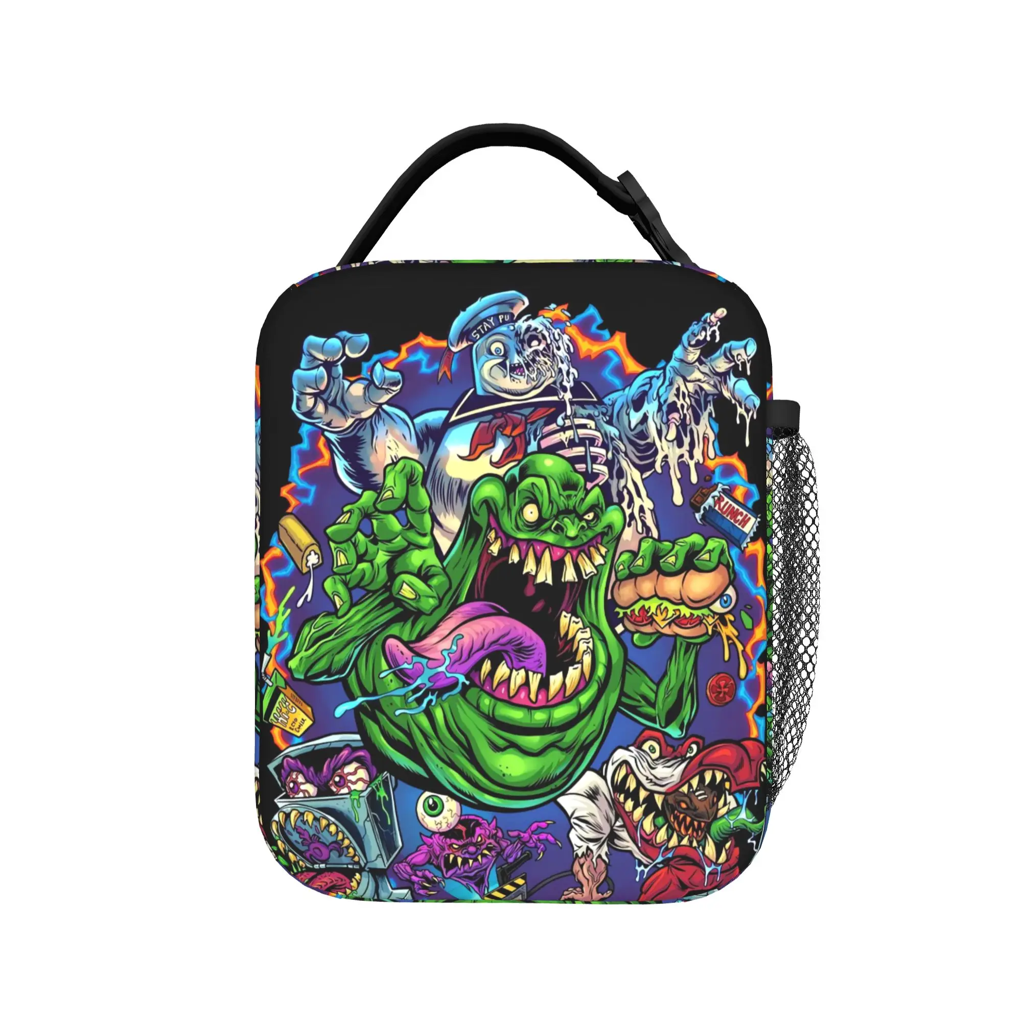 Ghost-busters Lunch Bag  Vintage Lunch Box For Child Travel Portable Zipper Cooler Bag Oxford Designer Thermal Tote Handbags
