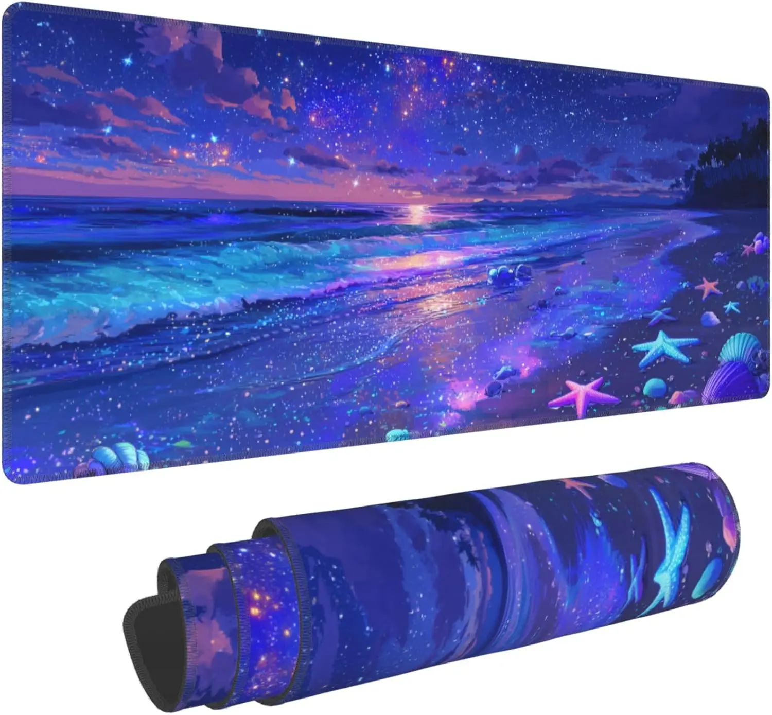 

Beach-Themed Extended Gaming Mouse Pad – XL Large Desk Mat with Stitched Edges for Gamers and Home Office