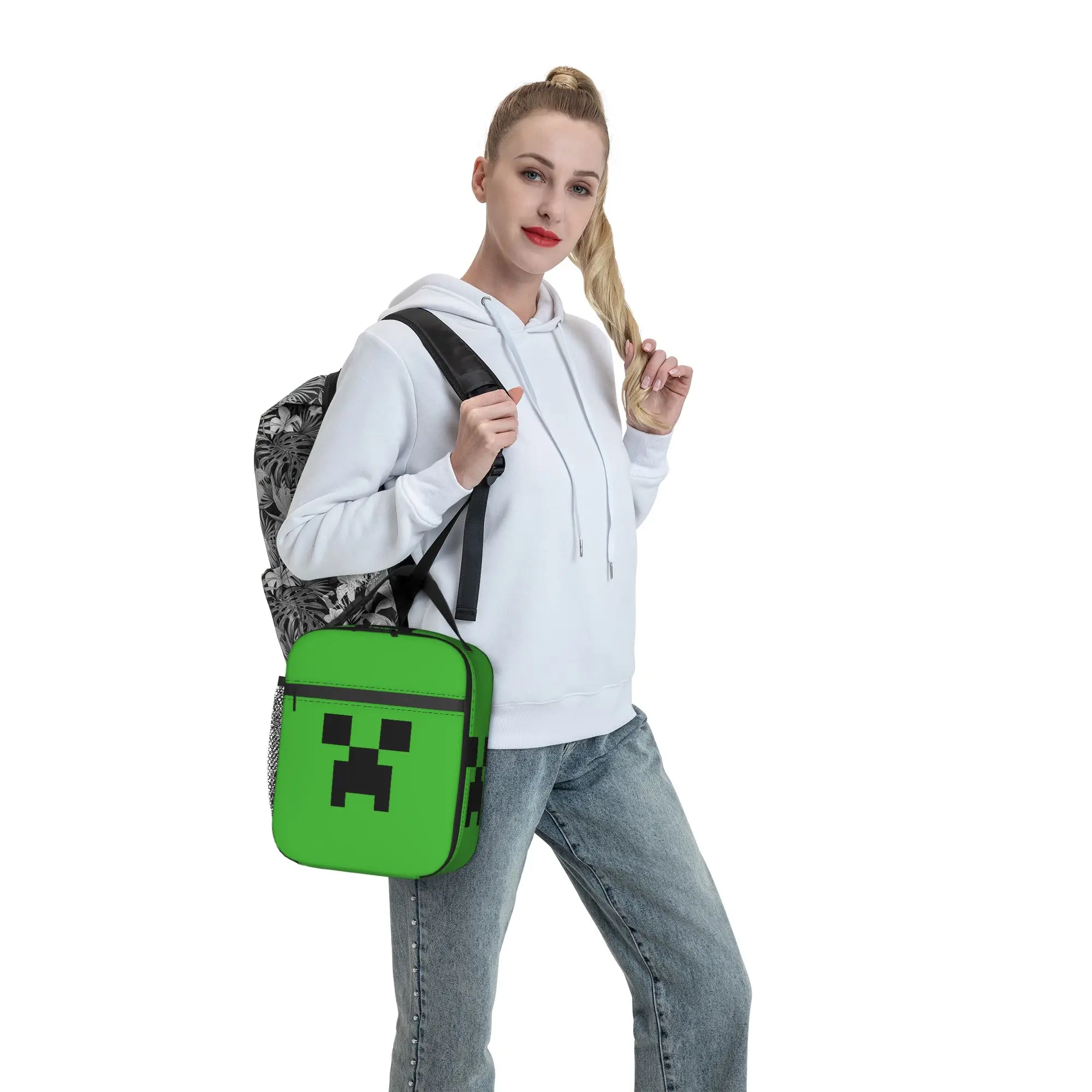 Pixel Game Creepers Thermal Insulated Lunch Bags for Travel Portable Food Bag Container Thermal Cooler Lunch Boxes - view 6