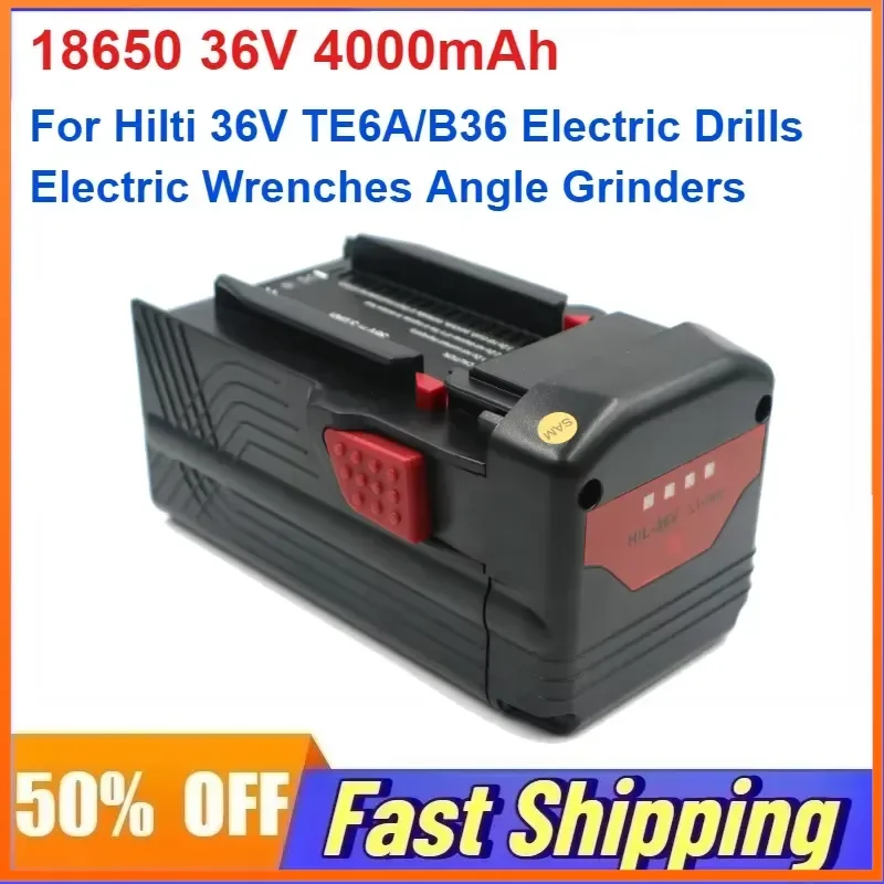 18650 36V 4000mAh Rechargeable Battery for Hilti 36V TE6A/B36 Electric Drills Electric Wrenches Angle Grinders Lithium
