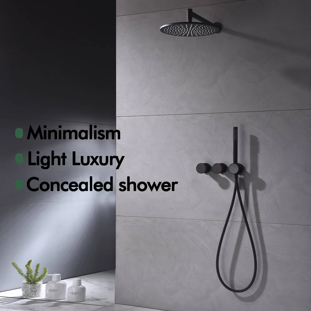 Recessed White Shower Faucet Concealed Switch Box Shower System Hot And Cold Bathroom Tap Brass Rainfall Mixer Wall Mounted