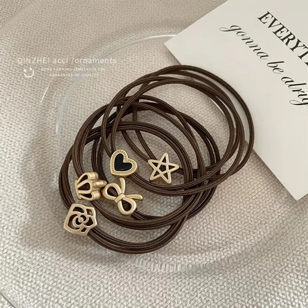 Новинка, двухслойная черная повязка на голову, высокоэластичная повязка для волос с конским хвостом, головка без вреда для фрикационного мяча, Корейская повязка для волос, детский головной убор, 5 шт.