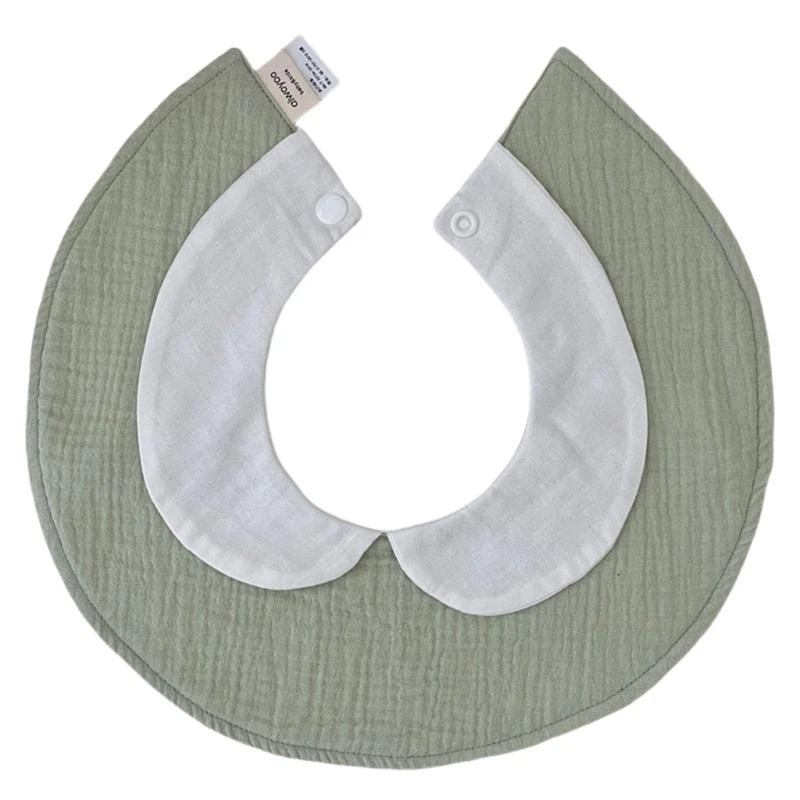 

J15U Drooling Apron Strong Absorbent Cotton Bib with Collar Burp Cloths Nursing Bib Feeding Bib for Infant Toddlers 0-3 Year