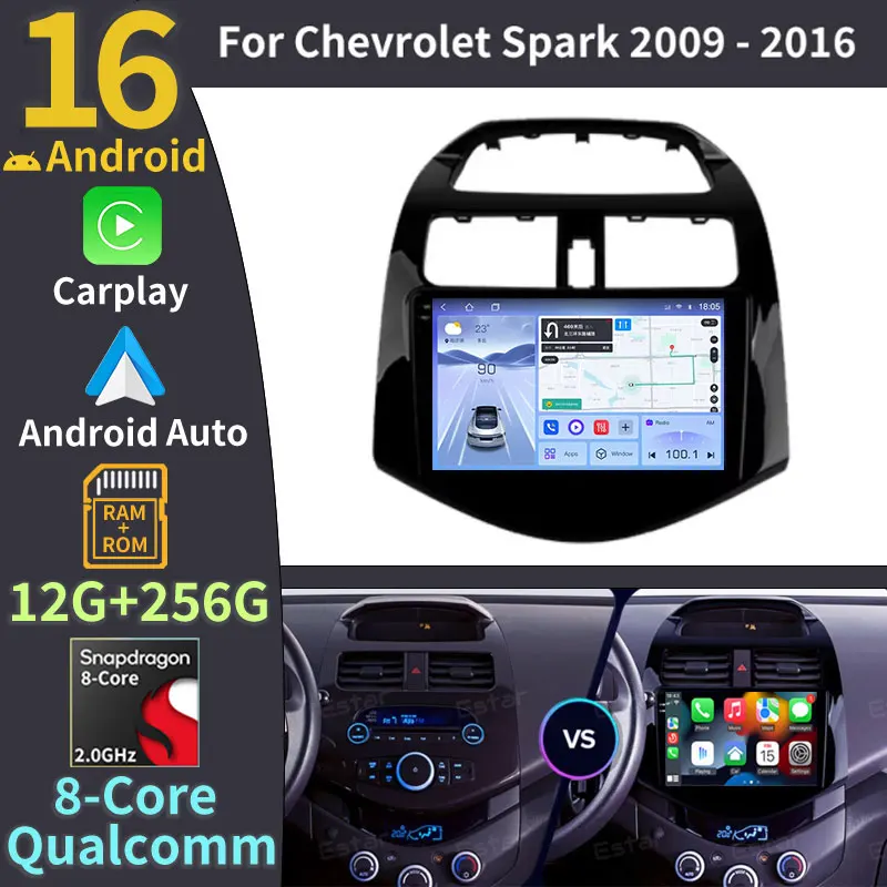 Android 16 Car Radio For Chevrolet Spark Beat Matiz Creative 2009 - 2016 WIFI Plug And Play Multimedia Video Player RDS DSP DTS