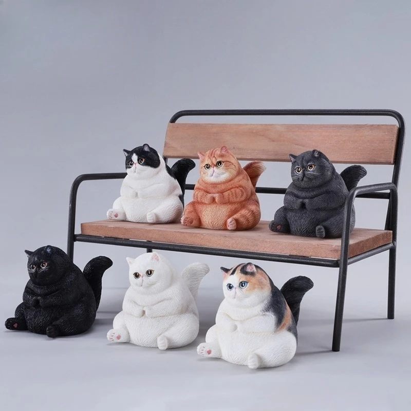

1/6 Scale Resin Material Sitting Posture Cute Pudgy Cat Animal Models for 12" Desktop Ornament Gift Action Figures