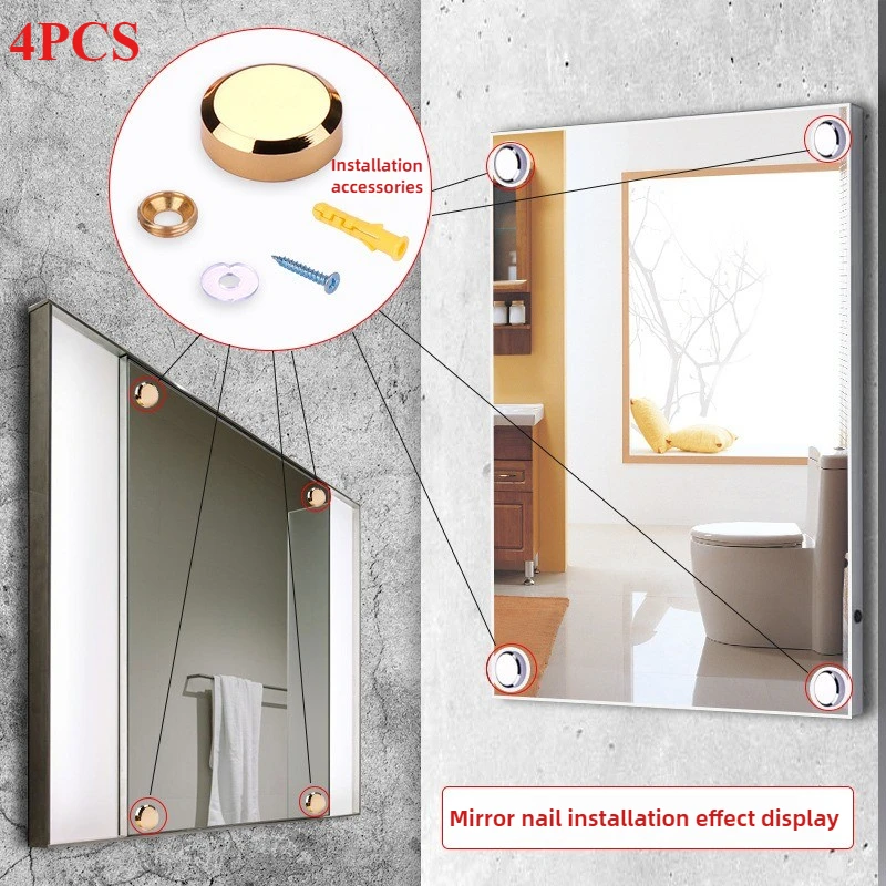 4PCS Billboard Decoration Nails Glass Fasteners Mirror Fixing Screws Stainless Steel Screw Covers Furniture Glass Hardware