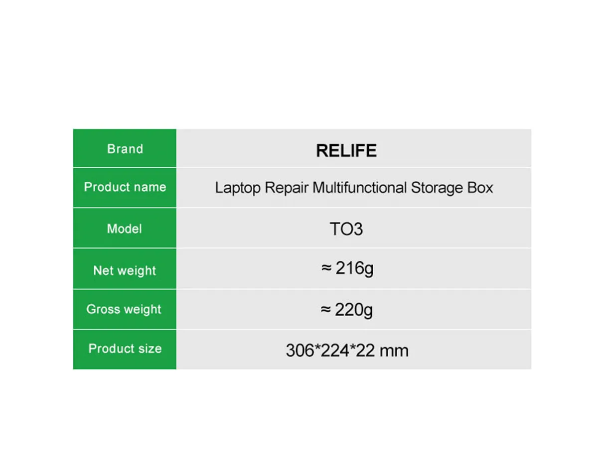 RELIFE TO3 Laptop Repair Parts Storage Box