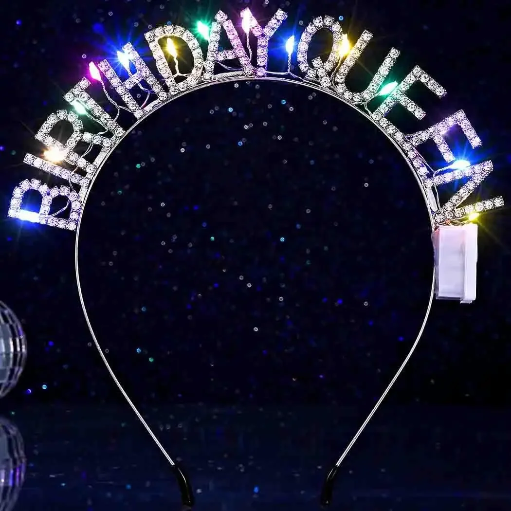عصابة رأس مضيئة للحفلات المتوهجة على شكل تاج الملكة لعيد الميلاد وإكسسوارات عيد ميلاد سعيد للنساء والفتيات #1