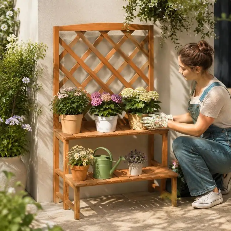 Support de culture 70x42x115cm pour jardin potager, balcon, structure stable résistante aux intempéries, bois de sapin massif, support pour plantes grimpantes