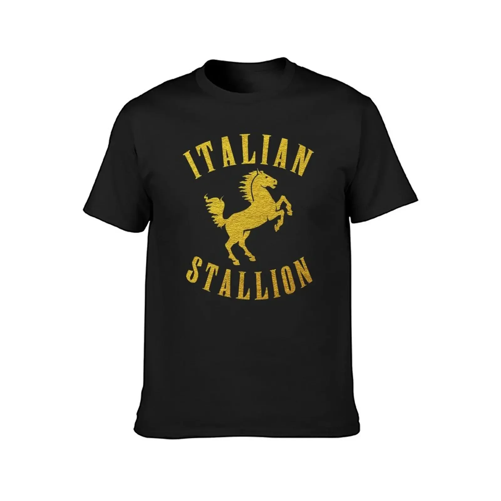 ITALIAN STALLION gold design T-Shirt oversized funnys summer tops tees t shirt for men