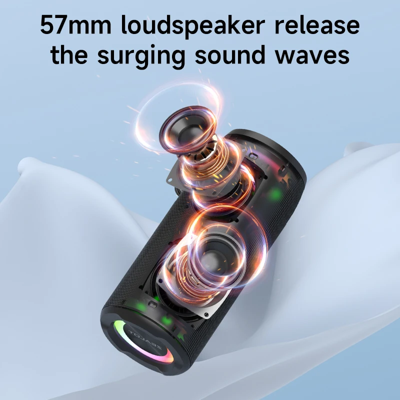 Bluetooth Speaker with HD Sound, Portable Wireless, IPX6 Waterproof Subwoofer Speaker, Up to 24 Hours Playtime, TWS Pairing, BT5