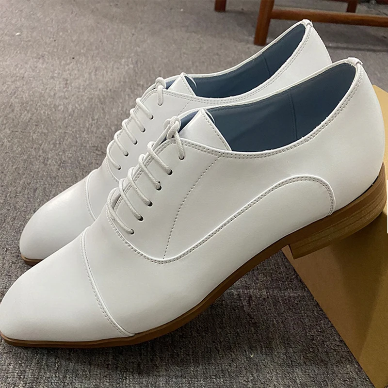 

Men's Genuine Leather Lace-up Oxfords Block Heel Anti-Slip Causal Shoes Spring Autumn Men's Dress Wedding Business Shoes