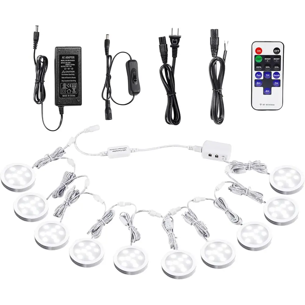 

Linkable Under Cabinet Led Lighting 12V Dimmable Pu Lights With Wirel Rf Remote Control, Hardwired & Wall Plug In For Display