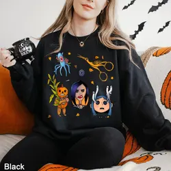 New in Hoodies & Sweatshirts Coraline Hoodied Vintage Pottsfield Halloween Sweatshirt Pumpkin Spooky Season Cartoon Print Tops