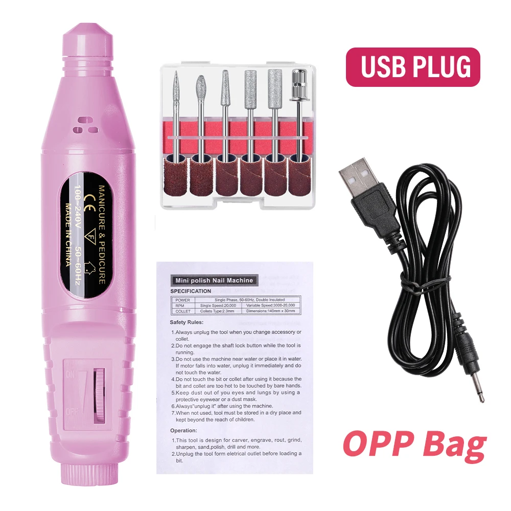 LINMANDA 6-in-1 elektrische nagelborenset Verwijder polijstmachine Manicure Draagbare nagelvijl Nagelboorapparatuur Pen Gereedschap Machine - afbeelding 1