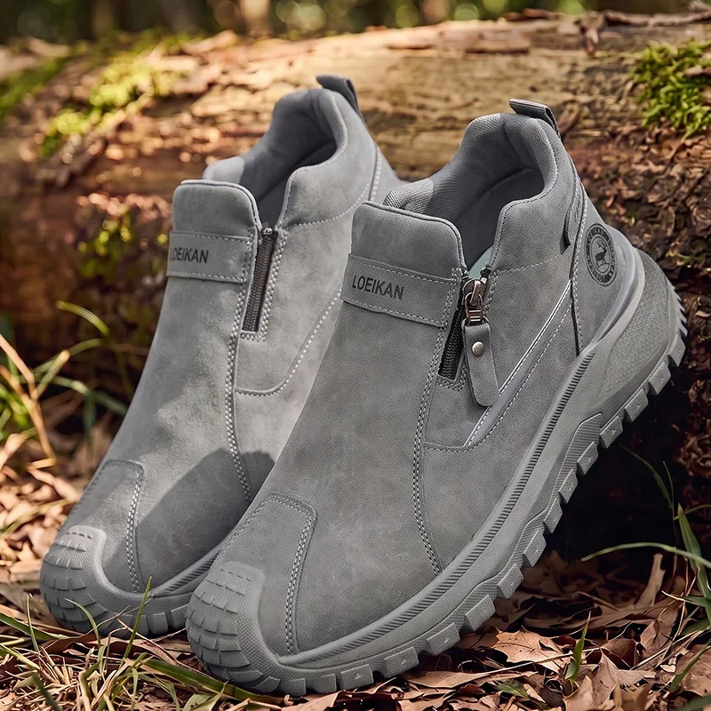 Herren High-Top Freizeitschuhe mit Seitenreißverschluss, robuste Knöchelstiefel mit dicker Sohle, rutschfeste modische Schuhe – Detail 4