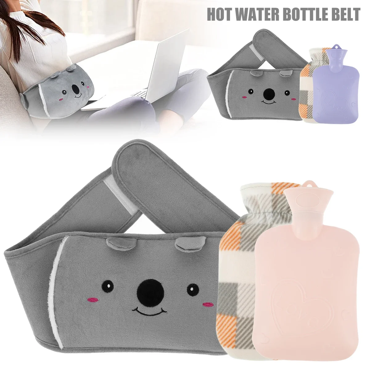 3Pcs Hot Water Bag Waist Cover Belt Stomach Abdominal Warming Band Warm Waist Cover Belt for Neck Hand with Hot Water Bottle Bag