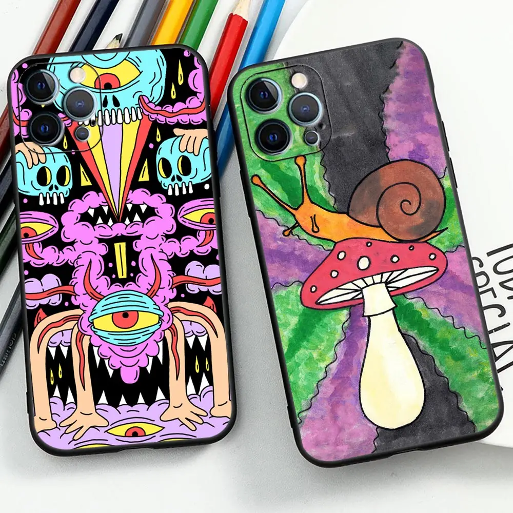 Colourful Psychedelic Trippy Art Phone Funda Case For iphone Apple 14 13 12 11 Pro XS Max Mini X XR SE 8 7 15 6 Plus Case Shell