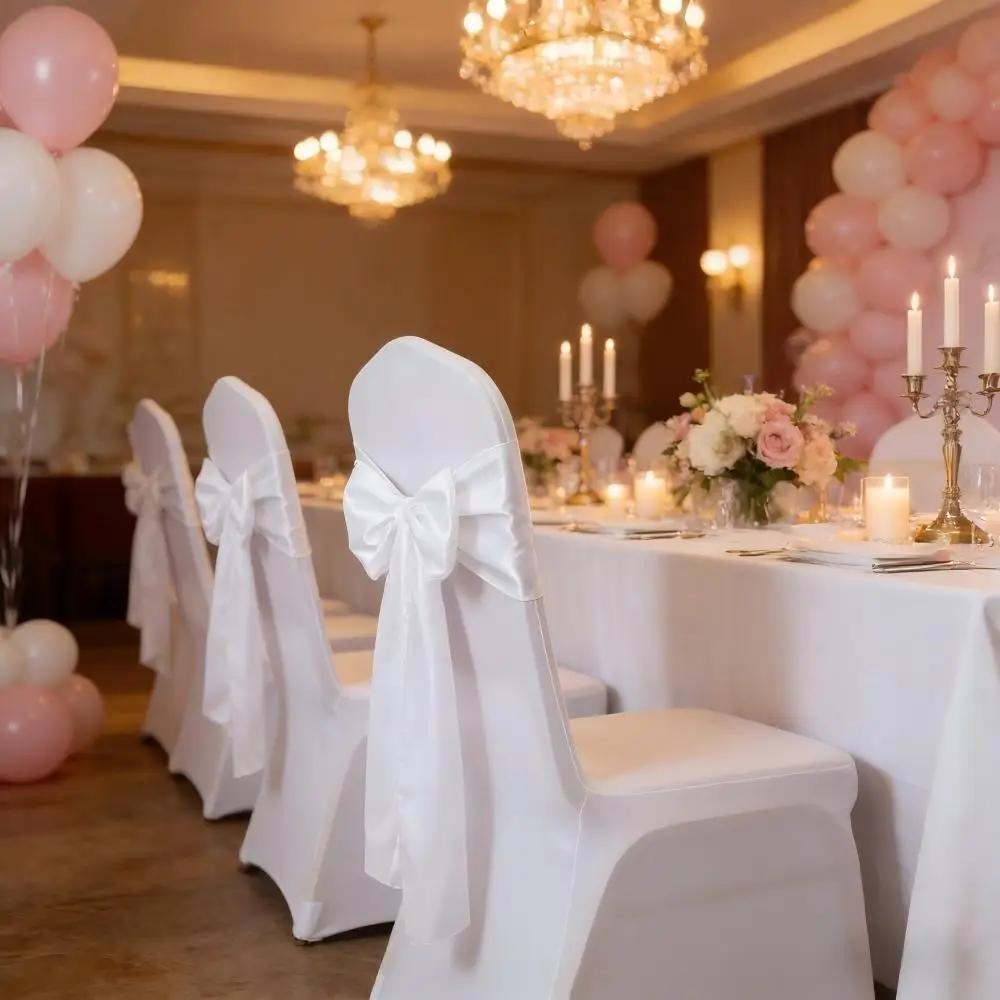 Hochzeit Dekoration Geburtstag Party Dunkelgrün Farbe Stuhl Schärpe Satin Selbst Krawatte Bands Knoten Hotel Bankett Weiß Stuhl Abdeckung Dekor – Detail 24