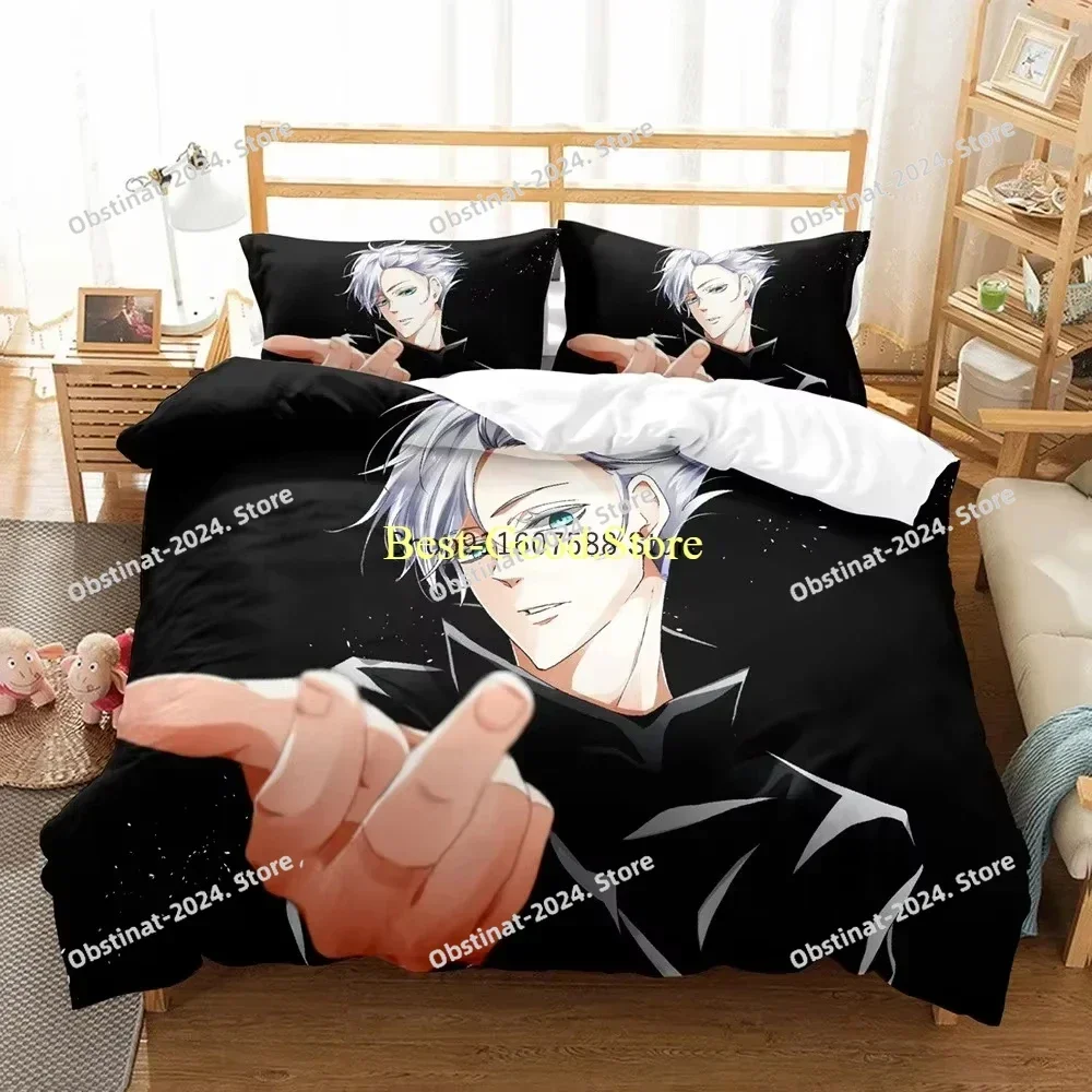 

Japanese Anime Jujutsu Kaisen Bedding Set Printed Bed Set With Pillowcase Bed Duvet Cover Single Double Queen Super King Size