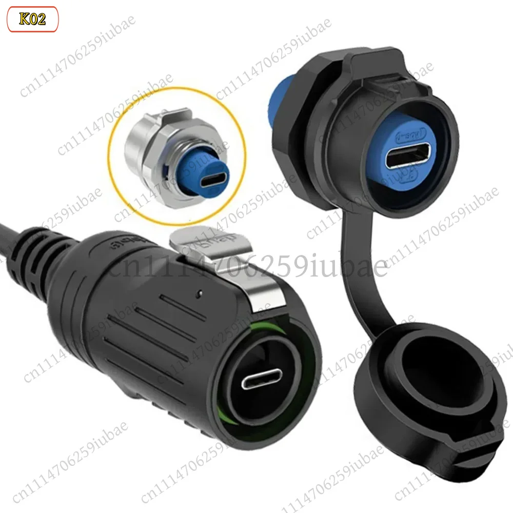 FC_ IP68 Quick‑Plug USB Type‑C 3.1 High‑Speed Connector For M16 Industrial Data Adapter With 0.5M 1M Cable Spare Parts
