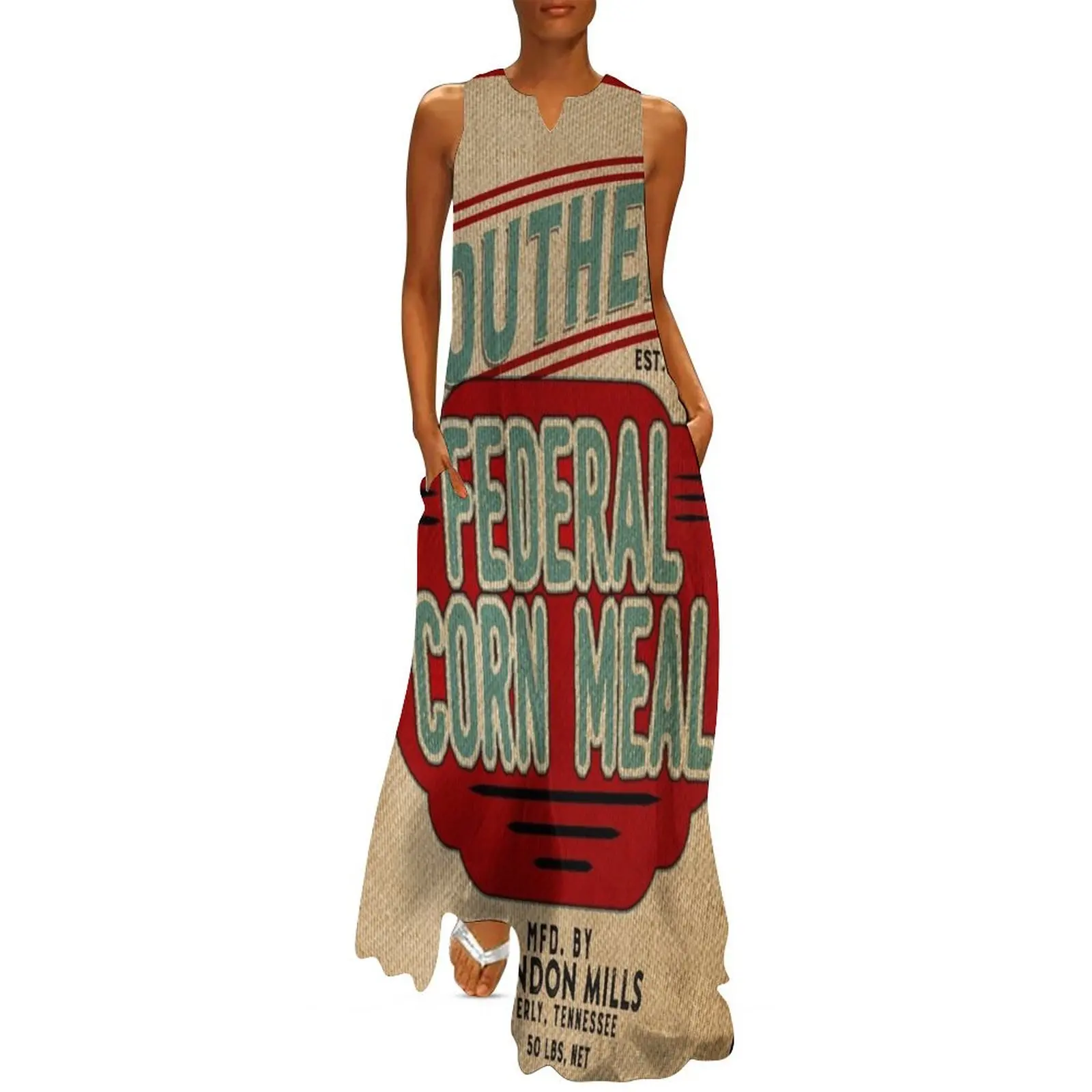 Burlap Grain Sack / Feed Sack / Vintage Style Graphics Long Dress long dress women summer prom dresses Dress