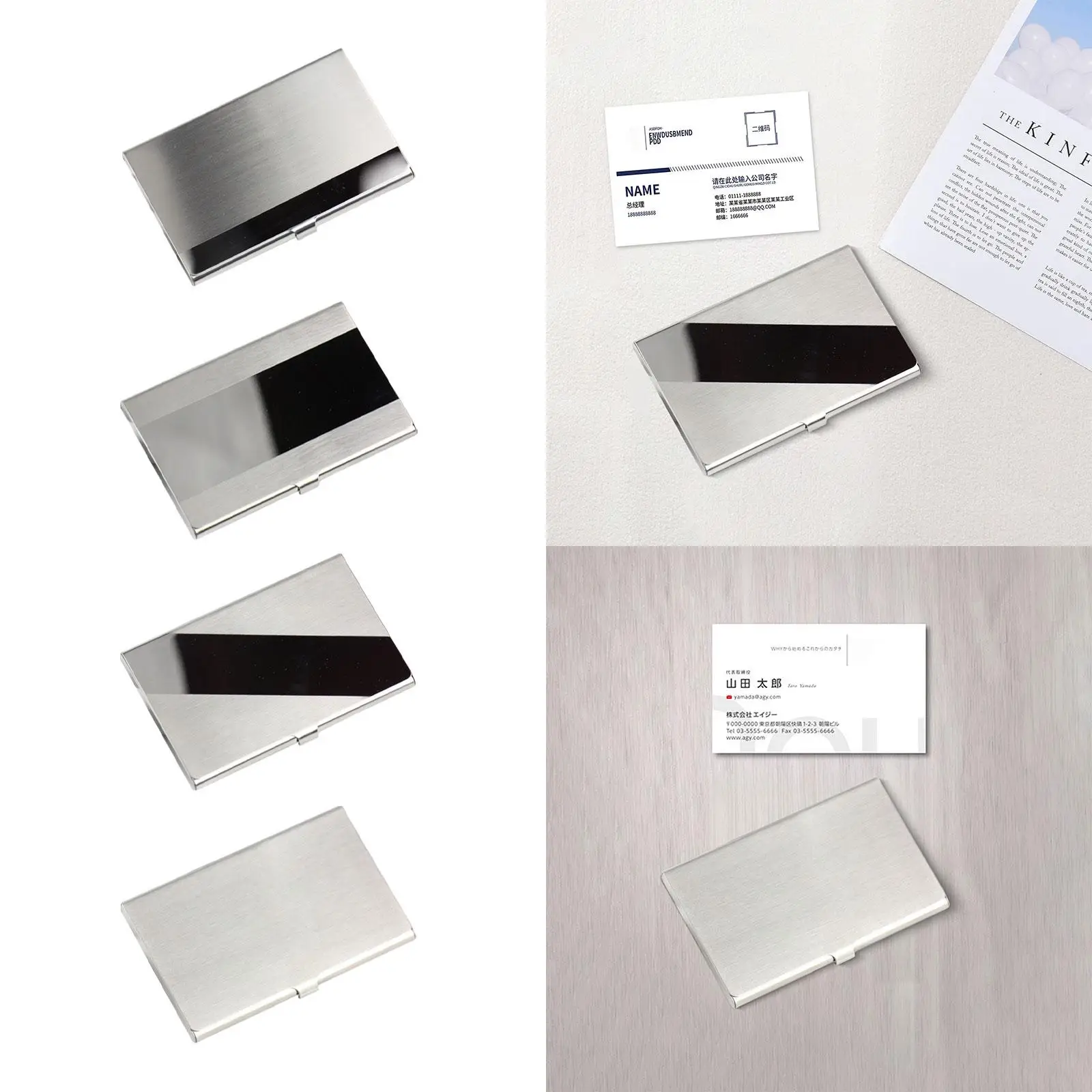 Business Card Holder Creative 3.74x2.36x0.31inch Storage Box Friend Gift Practical Buckle Shut Organizer Pocket Metal Card Case