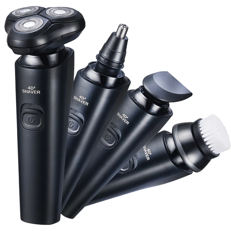 

4-в-1 водонепроницаемый USB перезаряжаемый электронный станок для бритья для мужчин роторный триммер для бороды бритва из фольги для лица электробритва