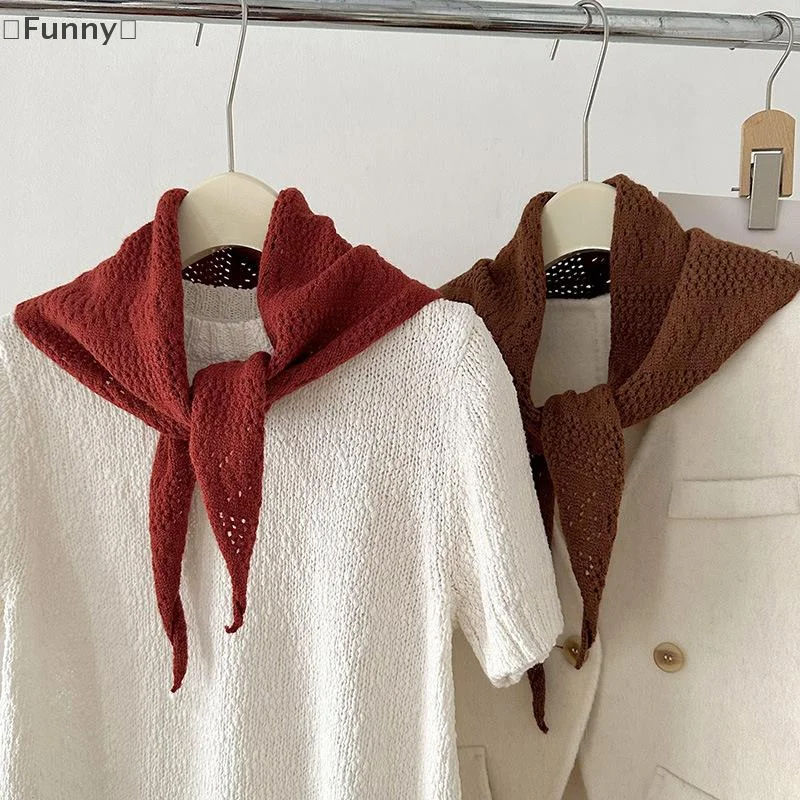 〔Funny〕 Wool Knitted Triangular Scarf Women Headscarf Knitted Scarf Multi-functional Warm Knitted Scarf