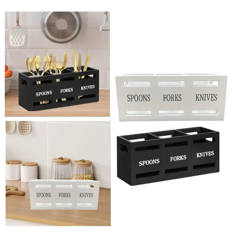 

Деревянный органайзер для столовых приборов, многоцелевой настольный ящик для хранения, кухонный офисный держатель для посуды для ложек, вилок, ножей, палочек для еды