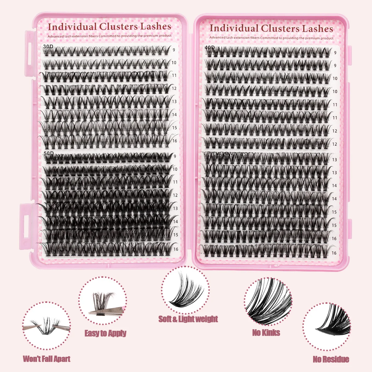 Kit de grappes de cils de Volume, mélange de Styles avec Bond & Seal C Curl, Kit d'extensions de faux cils vaporeux et épais, bricolage à la maison