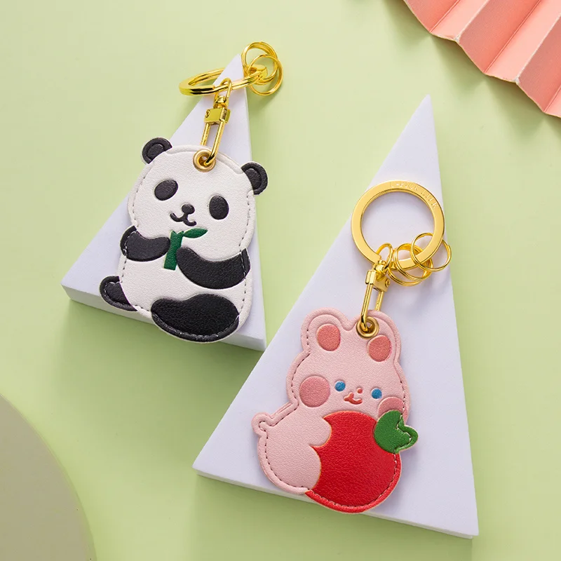 Cute Panda Cartoon Access Control Card Set Keychain Pendant Creative Rabbit IC Community Induction Elevator Card Protection Set