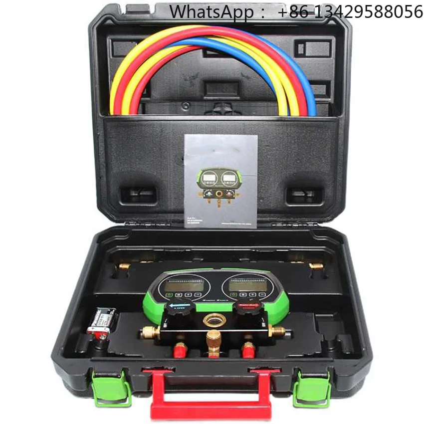 Electronic Fluoride Gauge Display Manifold Tester Refrigerant Double Pressure Gauge Car Air Conditioning Leak Detection